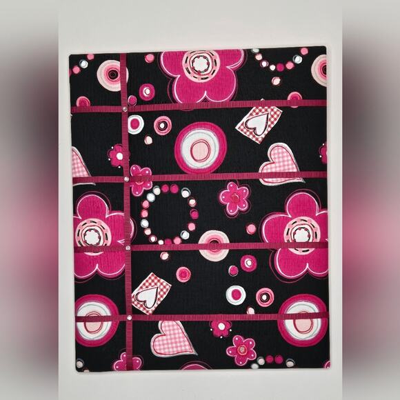 NWOT French Memo Board - Black & Pink Floral - Picture 1 of 8